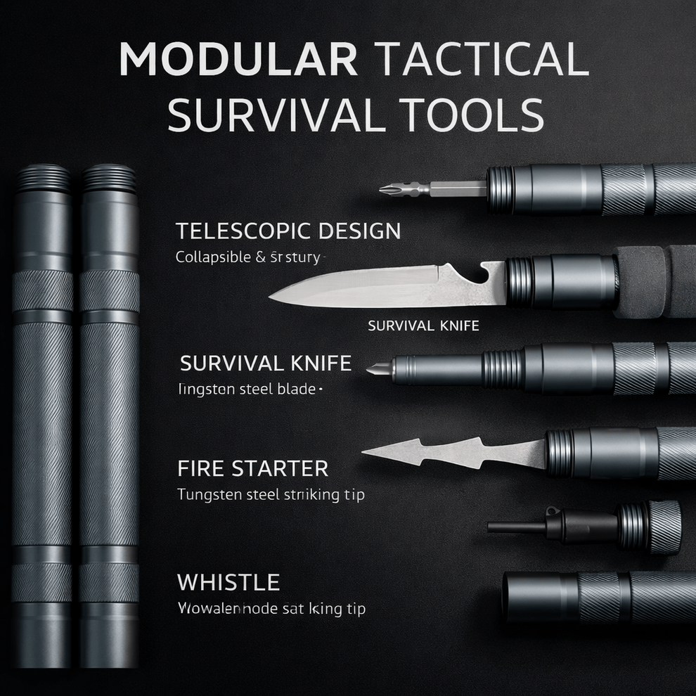 Tactical Trekking Staff — Detachable Survival System