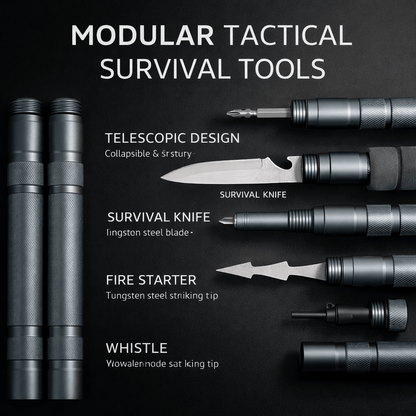Tactical Trekking Staff — Detachable Survival System